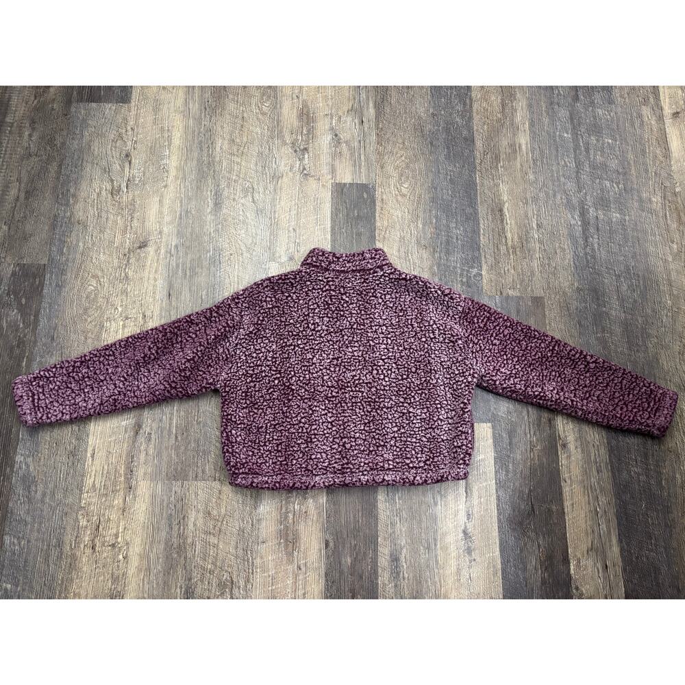 LA Hearts Sherpa Fleece Quarter Zip Pullover Plum Purple‎ Cropped Sweatshirt M - Picture 5 of 5